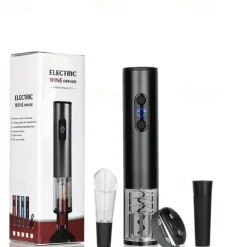 Electric Wine Bottle Opener Set with Foil Cutter Aerator and Vacuum Preserver - Effortlessly Open and Preserve Your Favorite Wines