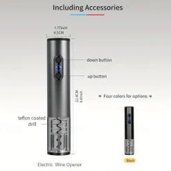 Electric Wine Bottle Opener Set with Foil Cutter Aerator and Vacuum Preserver - Effortlessly Open and Preserve Your Favorite Wines