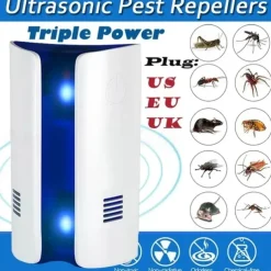 Electronic Ultrasonic Pest Repeller – Multi-Function Insect Killer for Mice, Bed Bugs, Ants, Cockroaches, US/UK Plug