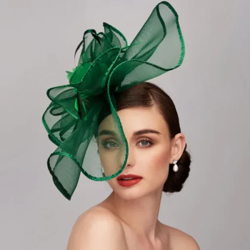 Elegant & Luxurious Feather Linen Rayon Kentucky Hat Fascinators Headpiece with Feather Floral Flower 1PC Melbourne Cup Wedding Horse Race Ladies Day Headpiece dress Race Day Dress