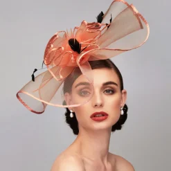 Elegant & Luxurious Feather Linen Rayon Kentucky Hat Fascinators Headpiece with Feather Floral Flower 1PC Melbourne Cup Wedding Horse Race Ladies Day Headpiece dress Race Day Dress