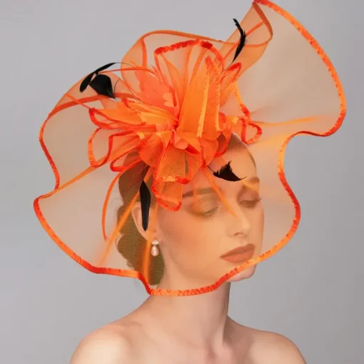 Elegant & Luxurious Feather Linen Rayon Kentucky Hat Fascinators Headpiece with Feather Floral Flower 1PC Melbourne Cup Wedding Horse Race Ladies Day Headpiece dress Race Day Dress