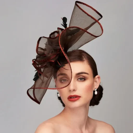 Elegant & Luxurious Feather Linen Rayon Kentucky Hat Fascinators Headpiece with Feather Floral Flower 1PC Melbourne Cup Wedding Horse Race Ladies Day Headpiece dress Race Day Dress