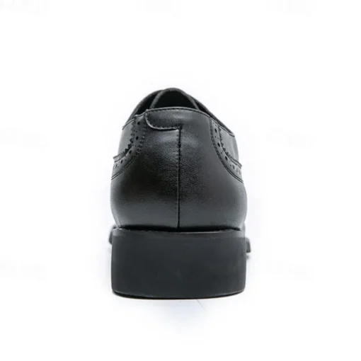 Elegant Brown Faux Leather Dress Shoes with Brogue Detailing for Professional and Business Settings