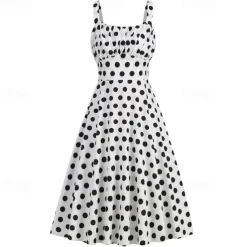 Elegant Classical 1950s Dress Polka Dot A-Line Fancy Dress Women's Valentine's Day Event / Party Date Tea Party Adults' Dress Spring & Summer