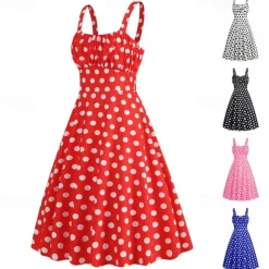 Elegant Classical 1950s Dress Polka Dot A-Line Fancy Dress Women's Valentine's Day Event / Party Date Tea Party Adults' Dress Spring & Summer