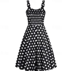 Elegant Classical 1950s Dress Polka Dot A-Line Fancy Dress Women's Valentine's Day Event / Party Date Tea Party Adults' Dress Spring & Summer