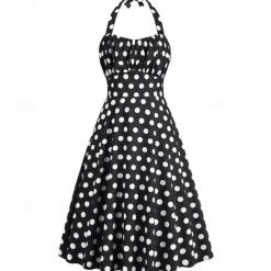Elegant Classical 1950s Dress Polka Dot A-Line Fancy Dress Women's Valentine's Day Event / Party Date Tea Party Adults' Dress Spring & Summer