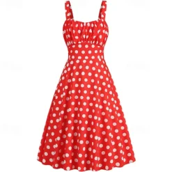 Elegant Classical 1950s Dress Polka Dot A-Line Fancy Dress Women's Valentine's Day Event / Party Date Tea Party Adults' Dress Spring & Summer