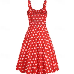 Elegant Classical 1950s Dress Polka Dot A-Line Fancy Dress Women's Valentine's Day Event / Party Date Tea Party Adults' Dress Spring & Summer