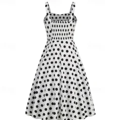 Elegant Classical 1950s Dress Polka Dot A-Line Fancy Dress Women's Valentine's Day Event / Party Date Tea Party Adults' Dress Spring & Summer