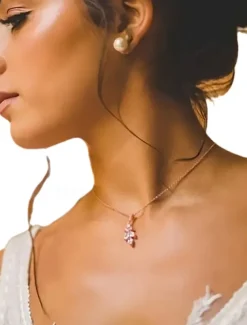 Elegant Dual-Pendant Necklace with Front and Back Crystal Accents - Perfect for Formal Occasions and Weddings