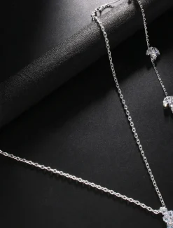 Elegant Dual-Pendant Necklace with Front and Back Crystal Accents - Perfect for Formal Occasions and Weddings