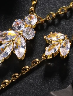 Elegant Dual-Pendant Necklace with Front and Back Crystal Accents - Perfect for Formal Occasions and Weddings