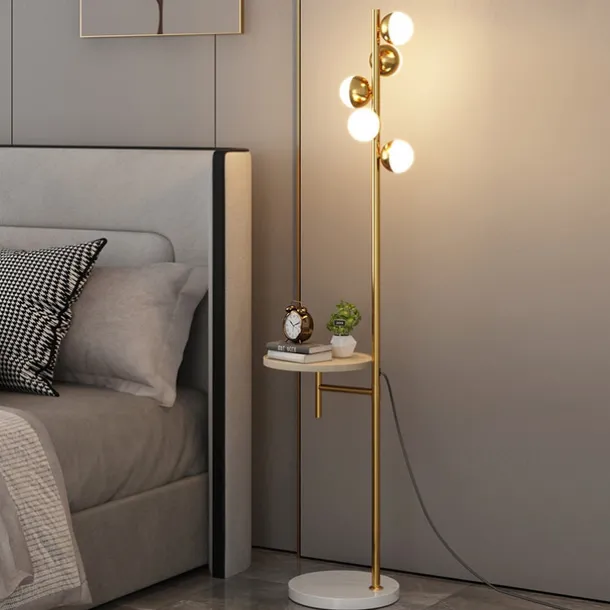 Elegant LED Floor Lamp Nordic Loft Golden Metal Living Room Sofa Standing Lamp Hotel Bedroom Deco Lights Bedside Desk Lamp