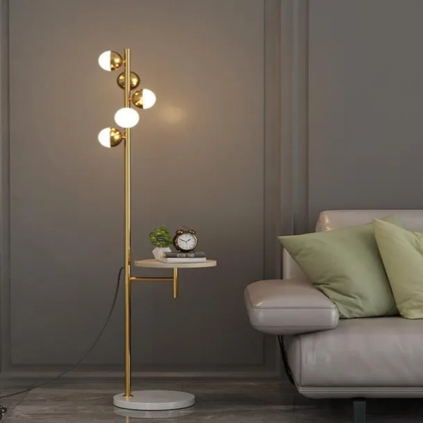 Elegant LED Floor Lamp Nordic Loft Golden Metal Living Room Sofa Standing Lamp Hotel Bedroom Deco Lights Bedside Desk Lamp