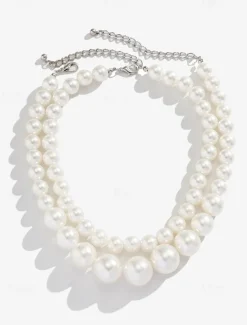 Elegant Multi-Layer Faux Pearl Necklace | Classic Statement Jewelry for Women | Perfect for Weddings, Parties, and Formal Events
