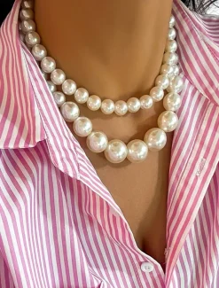 Elegant Multi-Layer Faux Pearl Necklace | Classic Statement Jewelry for Women | Perfect for Weddings, Parties, and Formal Events