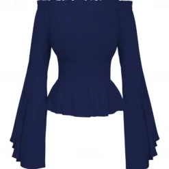 Elegant Punk & Gothic Medieval Blouse / Shirt Party Costume Normal Flare Cuff Sleeve Maid Costume Viking Country Girl Off Shoulder Classic Mermaid / Trumpet Collarless Fancy Dress Women's Celtic