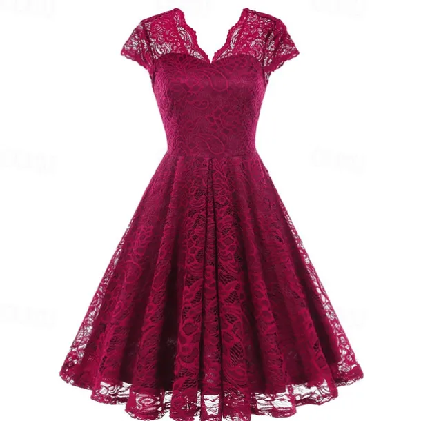 Elegant 1950s Vintage Inspired Knee Length Dress A-Line Dress Tea Dress Lace A-Line Fancy Dress Women's Christmas Carnival New Year Homecoming Daily Wear Bachelorette Party Adults' Homecoming Dresses