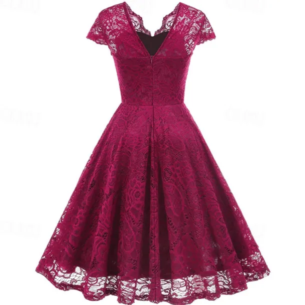 Elegant 1950s Vintage Inspired Knee Length Dress A-Line Dress Tea Dress Lace A-Line Fancy Dress Women's Christmas Carnival New Year Homecoming Daily Wear Bachelorette Party Adults' Homecoming Dresses