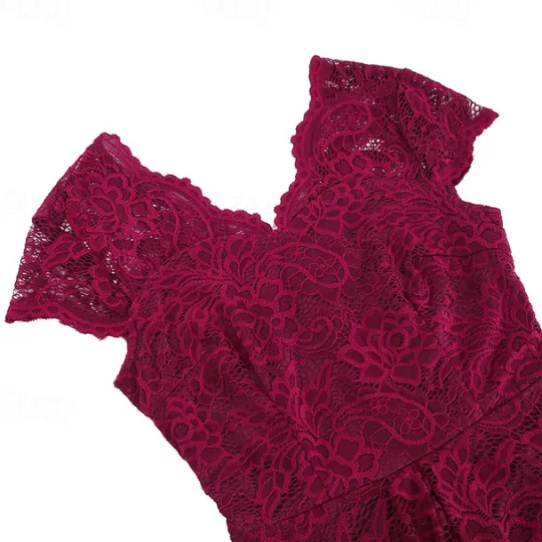 Elegant 1950s Vintage Inspired Knee Length Dress A-Line Dress Tea Dress Lace A-Line Fancy Dress Women's Christmas Carnival New Year Homecoming Daily Wear Bachelorette Party Adults' Homecoming Dresses