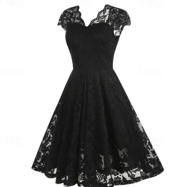 Elegant 1950s Vintage Inspired Knee Length Dress A-Line Dress Tea Dress Lace A-Line Fancy Dress Women's Christmas Carnival New Year Homecoming Daily Wear Bachelorette Party Adults' Homecoming Dresses