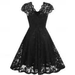 Elegant 1950s Vintage Inspired Knee Length Dress A-Line Dress Tea Dress Lace A-Line Fancy Dress Women's Christmas Carnival New Year Homecoming Daily Wear Bachelorette Party Adults' Homecoming Dresses