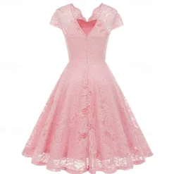 Elegant 1950s Vintage Inspired Knee Length Dress A-Line Dress Tea Dress Lace A-Line Fancy Dress Women's Christmas Carnival New Year Homecoming Daily Wear Bachelorette Party Adults' Homecoming Dresses