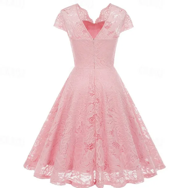 Elegant 1950s Vintage Inspired Knee Length Dress A-Line Dress Tea Dress Lace A-Line Fancy Dress Women's Christmas Carnival New Year Homecoming Daily Wear Bachelorette Party Adults' Homecoming Dresses