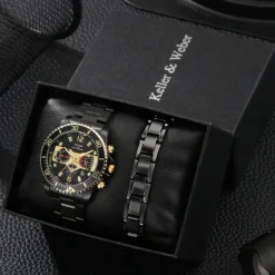 Elegant Silver Quartz Watch with Calendar Male Practical Valentine's Day Gift for Husband Boyfriend Detachable Bracelet Gift Box New Year Christmas Gift