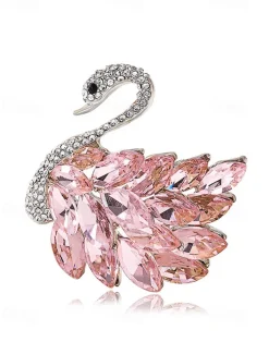 Elegant Swan Brooch with Rhinestone Embellishments - Sparkling Crystal Pin for Women, Perfect for Formal Wear and Gift Giving
