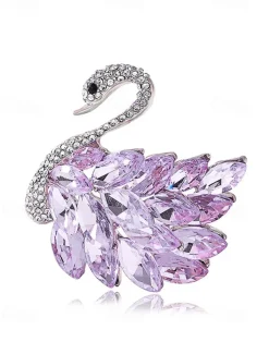 Elegant Swan Brooch with Rhinestone Embellishments - Sparkling Crystal Pin for Women, Perfect for Formal Wear and Gift Giving