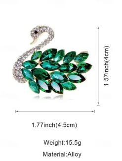Elegant Swan Brooch with Rhinestone Embellishments - Sparkling Crystal Pin for Women, Perfect for Formal Wear and Gift Giving