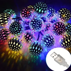 Elegant Wedding Party Reception Ramadan Eid Moroccan Metal String Lights USB or AA Battery Powered - 10-50 LEDs Waterproof Outdoor Garden Home Decor