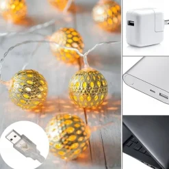 Elegant Wedding Party Reception Ramadan Eid Moroccan Metal String Lights USB or AA Battery Powered - 10-50 LEDs Waterproof Outdoor Garden Home Decor