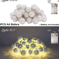 Elegant Wedding Party Reception Ramadan Eid Moroccan Metal String Lights USB or AA Battery Powered - 10-50 LEDs Waterproof Outdoor Garden Home Decor