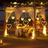 Elegant Wedding Party Reception LED Heart-Shaped Curtain String Lights – 126 LEDs Battery & USB Powered 8 Flashing Modes for Valentine's Day Window Decor