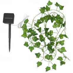Elegant Wedding Party Reception 2M Solar LED String Lights with Ivy Leaves - Warm White, 8 Modes IP65 Waterproof Outdoor Hanging Lights for Yard, Fence, Wall, Home Decor