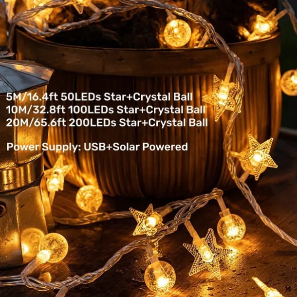 Elegant Wedding Party Reception Solar Outdoor Waterproof Camping Canopy Lights – 5M, 10M, 20M Dimmable Flashing String Lights, USB/Solar Powered for Tent, Patio Decor