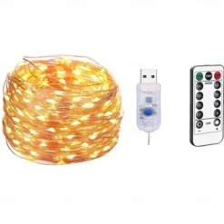 Elegant Wedding Party Reception St. Patrick's Day Green LED Lights, 8 Modes, 5m-20m USB, Waterproof Silver Copper Wire, with Remote, for Home Decoration