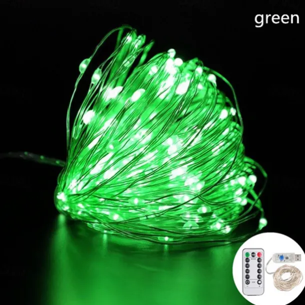 Elegant Wedding Party Reception St. Patrick's Day Green LED Lights, 8 Modes, 5m-20m USB, Waterproof Silver Copper Wire, with Remote, for Home Decoration
