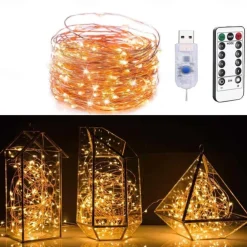 Elegant Wedding Party Reception St. Patrick's Day Green LED Lights, 8 Modes, 5m-20m USB, Waterproof Silver Copper Wire, with Remote, for Home Decoration