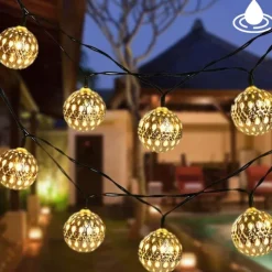 Elegant Wedding Party Reception Solar LED String Lights - Moroccan Ball Outdoor Garden Lights, Waterproof 10M-50LED, 7M-30LED, 5M-20LED Globe Lanterns for Home Decoration