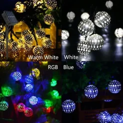 Elegant Wedding Party Reception Solar LED String Lights - Moroccan Ball Outdoor Garden Lights, Waterproof 10M-50LED, 7M-30LED, 5M-20LED Globe Lanterns for Home Decoration