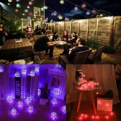 Elegant Wedding Party Reception Solar LED String Lights - Moroccan Ball Outdoor Garden Lights, Waterproof 10M-50LED, 7M-30LED, 5M-20LED Globe Lanterns for Home Decoration