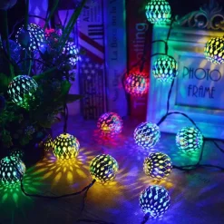 Elegant Wedding Party Reception Solar LED String Lights - Moroccan Ball Outdoor Garden Lights, Waterproof 10M-50LED, 7M-30LED, 5M-20LED Globe Lanterns for Home Decoration