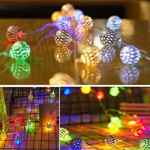 Elegant Wedding Party Reception Solar LED String Lights - Moroccan Ball Outdoor Garden Lights, Waterproof 10M-50LED, 7M-30LED, 5M-20LED Globe Lanterns for Home Decoration