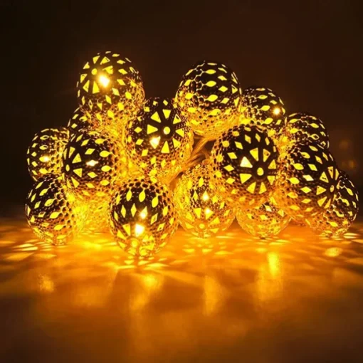 Elegant Wedding Party Reception Solar LED String Lights - Moroccan Ball Outdoor Garden Lights, Waterproof 10M-50LED, 7M-30LED, 5M-20LED Globe Lanterns for Home Decoration