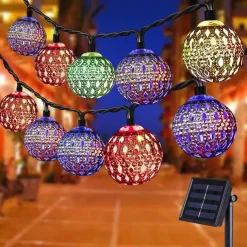 Elegant Wedding Party Reception Solar LED String Lights - Moroccan Ball Outdoor Garden Lights, Waterproof 10M-50LED, 7M-30LED, 5M-20LED Globe Lanterns for Home Decoration